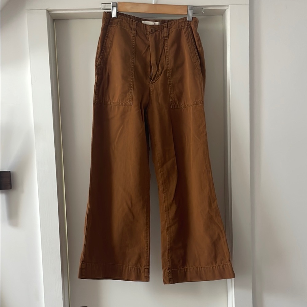 THE GREAT. Brown Ankle Cropped Pants